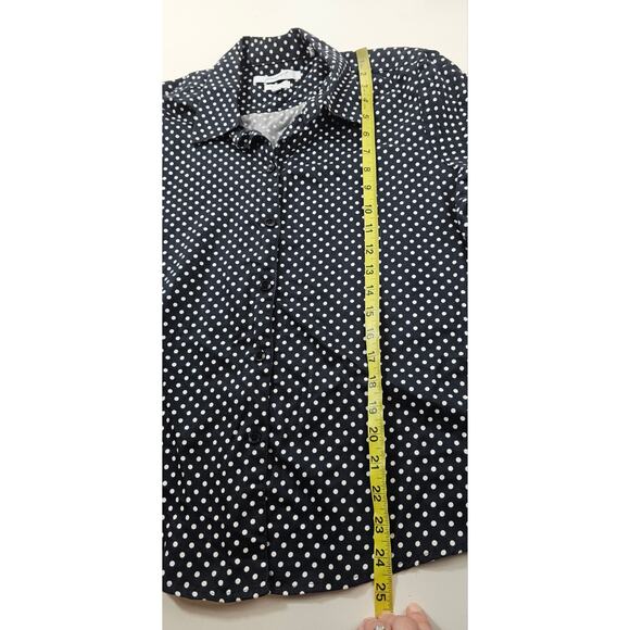 Foxcroft 16P wrinkle free fitted black polka dot career casual button up top + - Picture 5 of 6